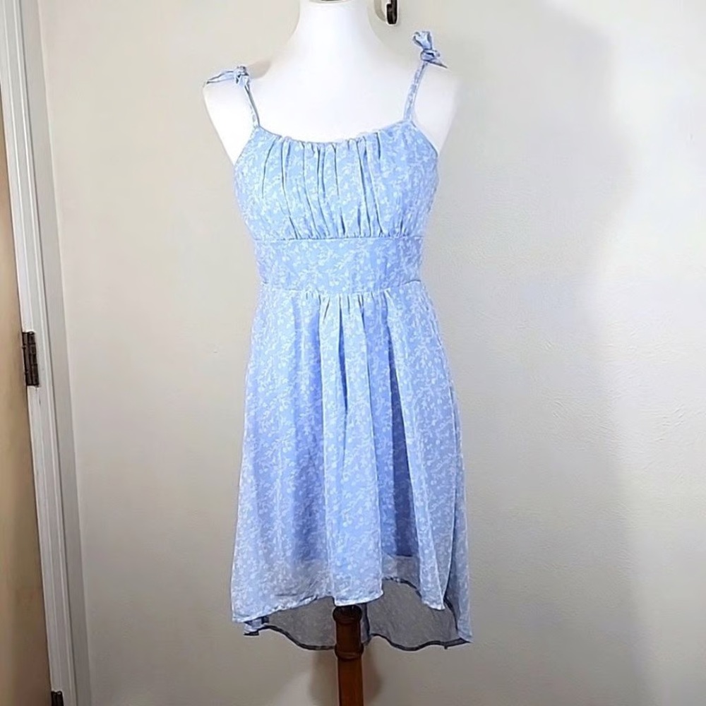 floral print blue lined hi low summer dress New size M